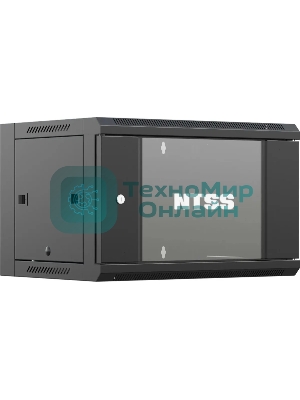 Шкаф коммутационный NTSS NTSS-W12U6045GS (NTSS-W12U6045GS-BL) настенный 12U 570x450 мм пер. дв. стекл 60 кг черный 350 мм 22.2 кг 220 град. 635 мм IP20 сталь