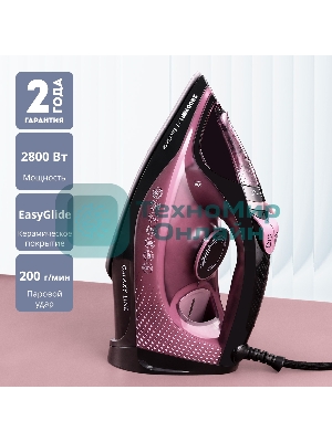 Утюг Galaxy Line GL 6132 розовый/черный, 2800 Вт, 60 г/мин, 200 г/мин, 320 мл