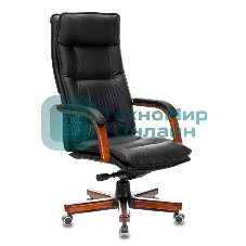 Кресло Бюрократ T-9927WALNUT/BLACK черный, кожа