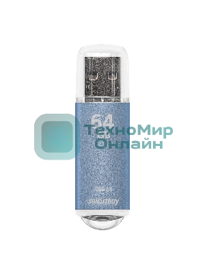 Флешка USB Smartbuy V-Cut Blue (SB64GbVC-B3), 64Gb, USB 3.0, R/W 75/30, голубой