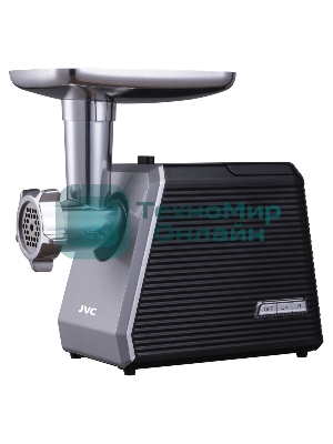 Мясорубка электрическая JVC JK-MG128 черный, 2500 Вт, 2.7 кг/мин, реверс, металлический лоток, насадки - 4