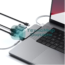 USB-концентратор Satechi Pro Hub Mini (2xUSB 3.0, USB Type-C, USB Type-C 4, RJ-45, Mini jack), Серый космос ST-UCPHMIM