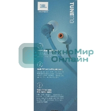 Проводные наушники JBL Tune 110 синий, внутриканальные, Jack 3.5 мм
