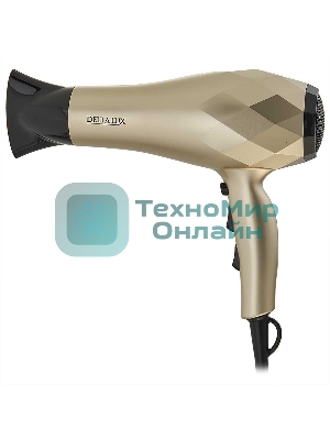 Фен DELTA LUX DL-0941 золотой/черный, 2200 Вт, ионизация