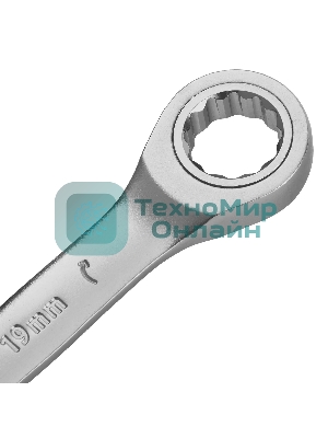 Набор ключей комбинированных трещоточных Denzel 6-19 мм, 12 шт., CrV, матовый хром