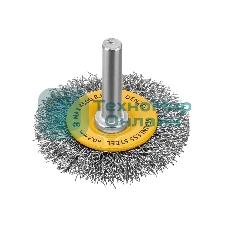 Щетка для дрели Denzel 50 мм, плоская, со шпилькой, нержавеющая витая проволока