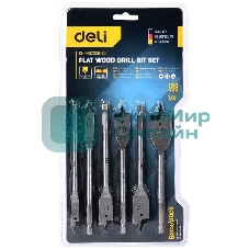 Набор перовых сверл по дереву 6 шт (10/12/16/18/20/25мм) Deli DH-MBZ006-ED1 длина 150мм, 1/4