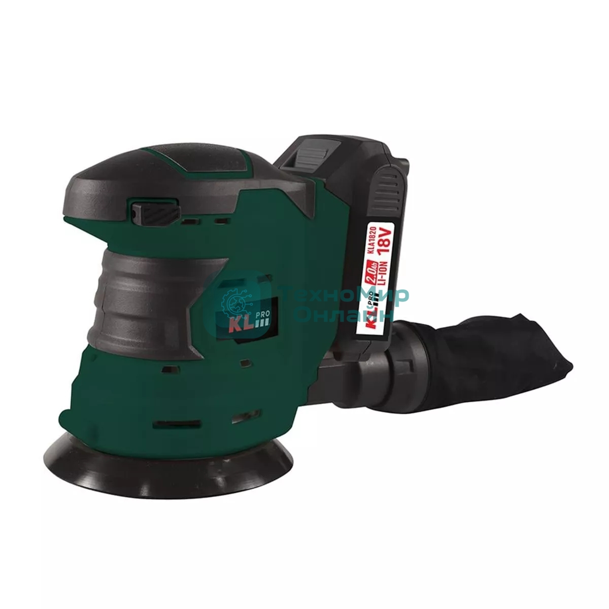 Эксцентриковая шлифовальная машина аккумуляторная KLPRO KLEZ18-20 (18В, Li-ion-2шт, 2.0А·ч, ЗУ 2,4А)