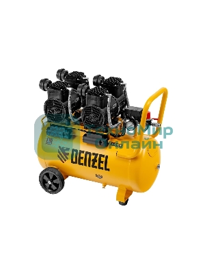 Компрессор безмасл. малошумный Denzel DLP -3000/50, 3 кВт, 2х1,5 кВт,50 л, 2850 об/мин,500 л/мин