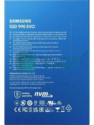 Накопитель SSD Samsung 990 EVO, 2000Gb, PCIe 4.0 x4, M.2 2280, NVMe, R/W 5000/4200