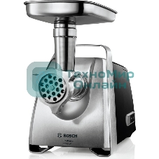 Мясорубка электрическая Bosch MFW68660 черный, 2200 Вт, 4.3 кг/мин, реверс, защита от перегрузки, металлический лоток, насадки - 10