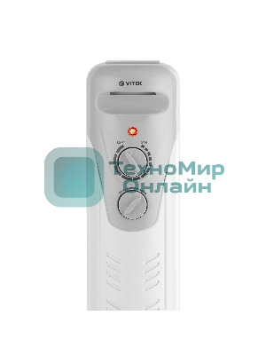 Масляный обогреватель Vitek VT-1709 W (9 секций) белый, 2000 Вт, 20 м2, термостат