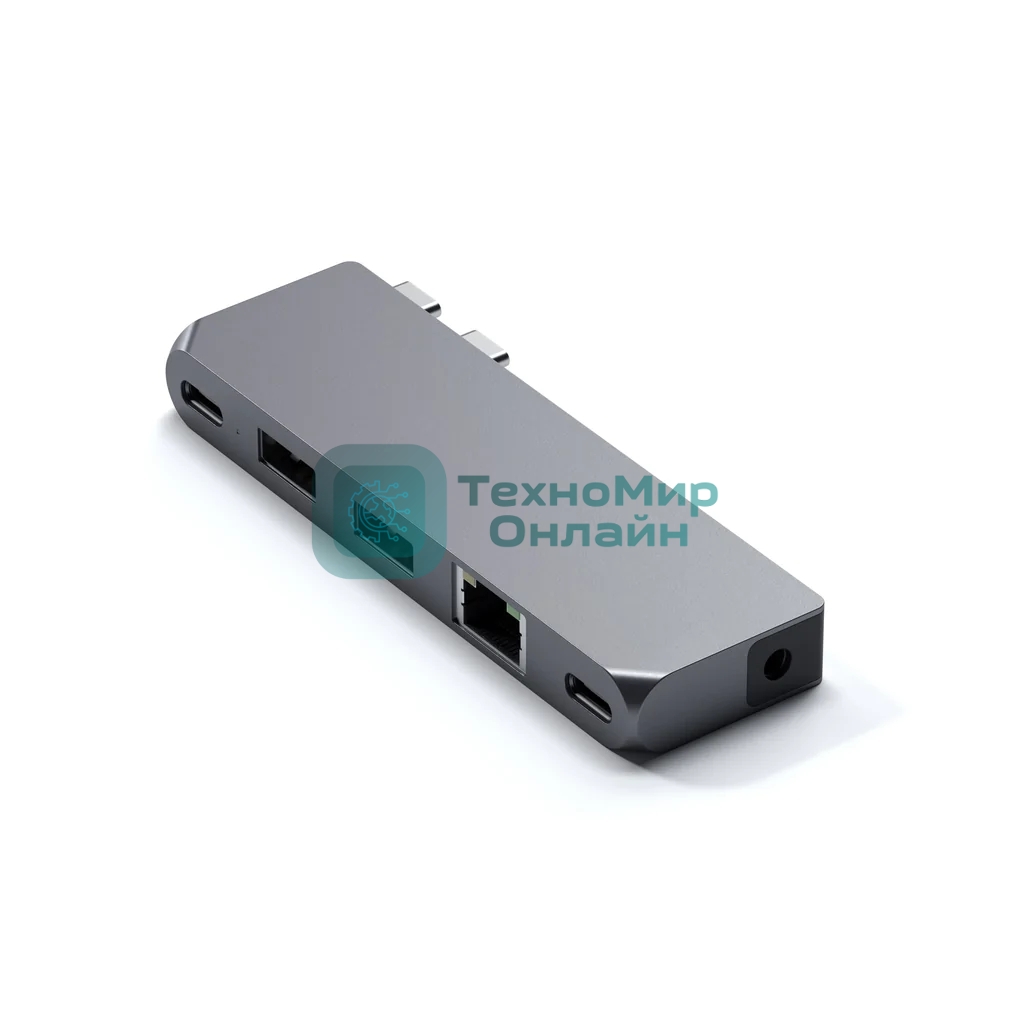 USB-концентратор Satechi Pro Hub Mini (2xUSB 3.0, USB Type-C, USB Type-C 4, RJ-45, Mini jack), Серый космос ST-UCPHMIM