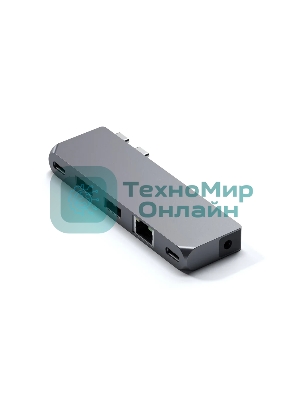USB-концентратор Satechi Pro Hub Mini (2xUSB 3.0, USB Type-C, USB Type-C 4, RJ-45, Mini jack), Серый космос ST-UCPHMIM