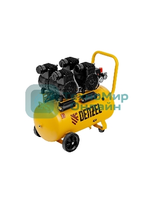 Компрессор безмасл. малошумный Denzel DLP -3000/50, 3 кВт, 2х1,5 кВт,50 л, 2850 об/мин,500 л/мин
