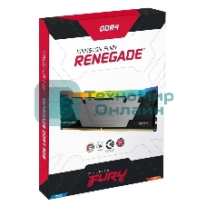 Оперативная память Kingston Fury Renegade, DDR4, 128Gb (4x32Gb), 3600MHz, CL18, DIMM, радиатор, RGB, черный/серебристый