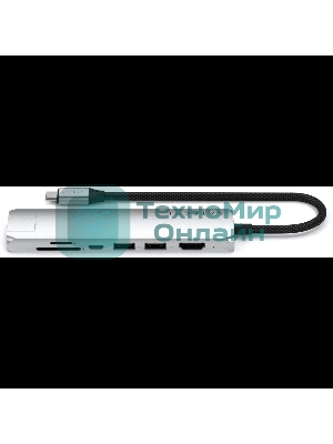 Док-станция (USB-хаб) Satechi ST-P7SS 7-in-1 USB-C Slim Multiport Adapter with Ethernet (Type-C,HDMI, 2xType-A, SD,microSD, RJ-45), до 80 Вт серебристый