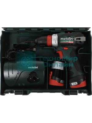 Дрель-шуруповерт Metabo Power Maxx BS BL, 12 В, 2 Ач, 34Нм, щеточный