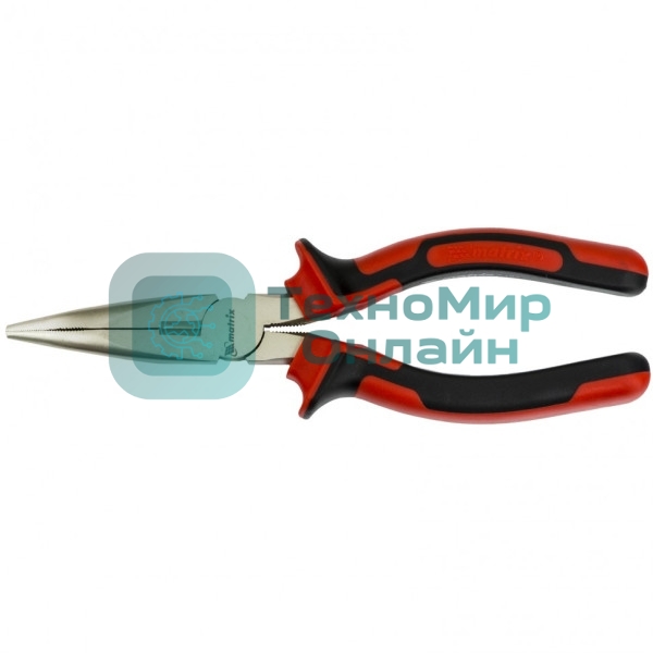 Длинногубцы Matrix 17422 NICKEL 180 мм, изогнутые никелированные, двухкомпонентные рукоятки