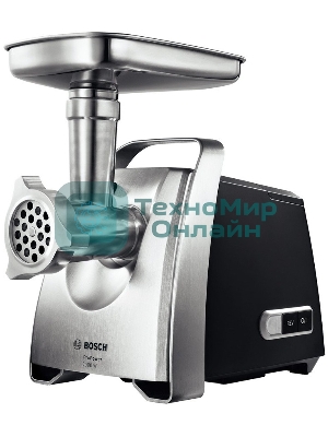 Мясорубка электрическая Bosch MFW68660 черный, 2200 Вт, 4.3 кг/мин, реверс, защита от перегрузки, металлический лоток, насадки - 10