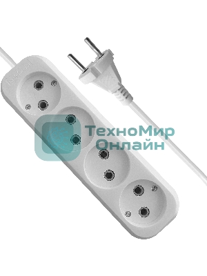 Удлинитель без заземления Defender B240 10 А, 3 м, без заземления