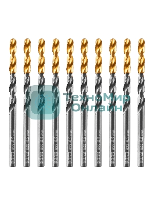 Сверло по металлу Denzel 4,5 мм, HSS-Tin, Golden Tip, 10 шт.