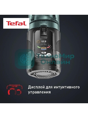 Пылесос вертикальный Tefal X-Force Flex TY9L42WO серый/зеленый, питание от аккумулятора, 150 Вт, уборка сухая, пылесборник 0.65 л