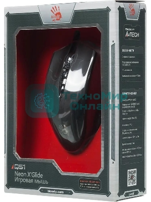 Мышь проводная A4Tech Bloody Q51 черный, 3200 dpi, USB, кнопки - 8