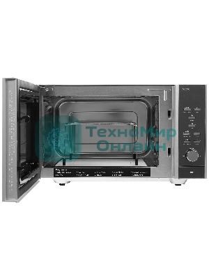 Микроволновая печь CASO MG 25 Ceramic Menu серебристый/черный, 25 л, 900 Вт, переключатели - кнопки, поворотный механизм