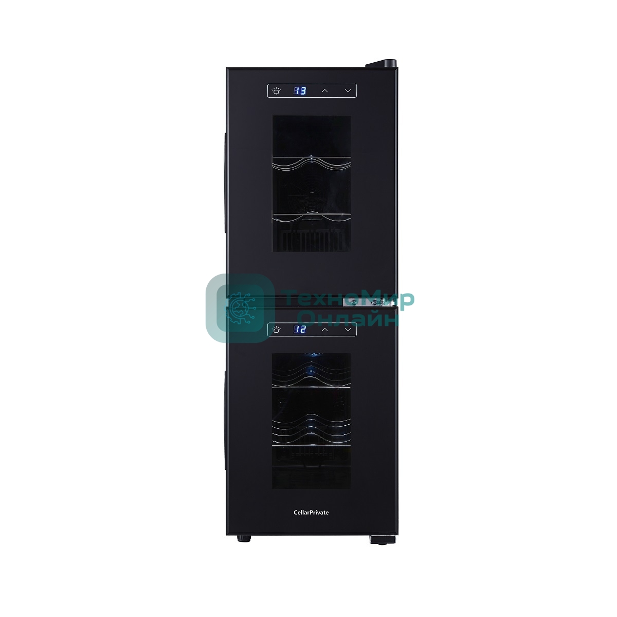 Винный шкаф CellarPrivate CP012-2Е черный, 32 л, 2 отсека, 12 бут.