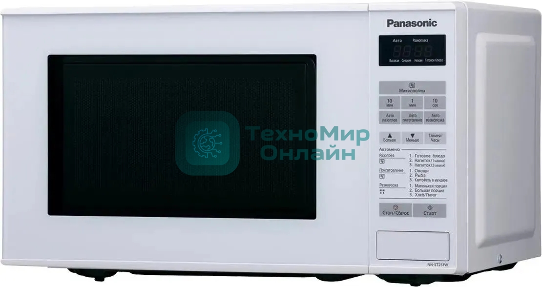 Микроволновая печь Panasonic NN-ST251WZPE белый, 20 л, 800 Вт, переключатели - сенсор