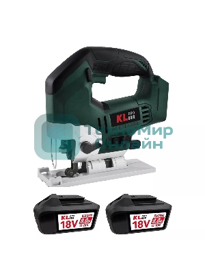 Лобзик электрический профессиональный бесщеточный KLPRO KLDT18B-80 (18В, Li-ion-2шт, 8.0А·ч, патрубок для пылесоса, полотна (дерево/металл, З/У-4А, кейс)