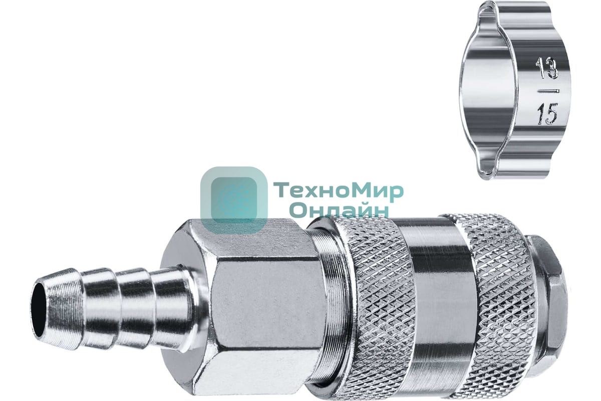 Переходник штуцер ″елочка″ 10 мм - рапид муфта, с хомутом Зубр Профессионал