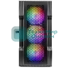 Компьютерный корпус 1STPLAYER TRILOBITE T3 черный mATX, TG 4x 120мм LED fans inc. T3-BK-4F1