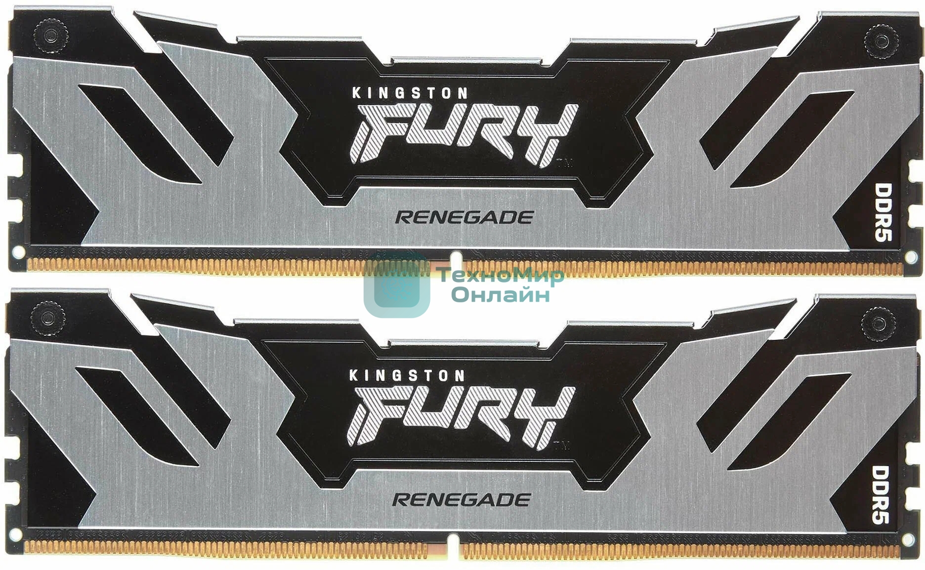 Оперативная память Kingston Fury Renegade, DDR5, 32GB (2x16GB), 6400MHz, CL32, DIMM, с радиатором, серебристый/черный