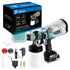 Краскопульт электрический аккумуляторный DEKO SG20DK Max, 20В, 800 мл, 1x3.0А·ч 083-1135