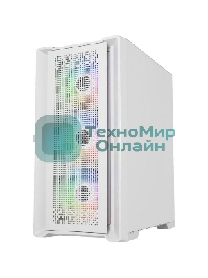 Компьютерный корпус Powercase ByteFlow Micro White, Tempered Glass, 4х 120мм ARGb fans, ARGb HUB, белый, mATX (CAMBFW-A4)