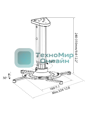 Кронштейн для проектора Cactus CS-VM-PR05M-BK черный макс.10кг настенный и потолочный поворот и наклон