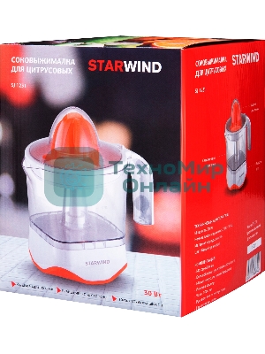 Соковыжималка цитрусовая Starwind SJ 1231 30Вт рез.сок.:1мл. оранжевый/прозрачный