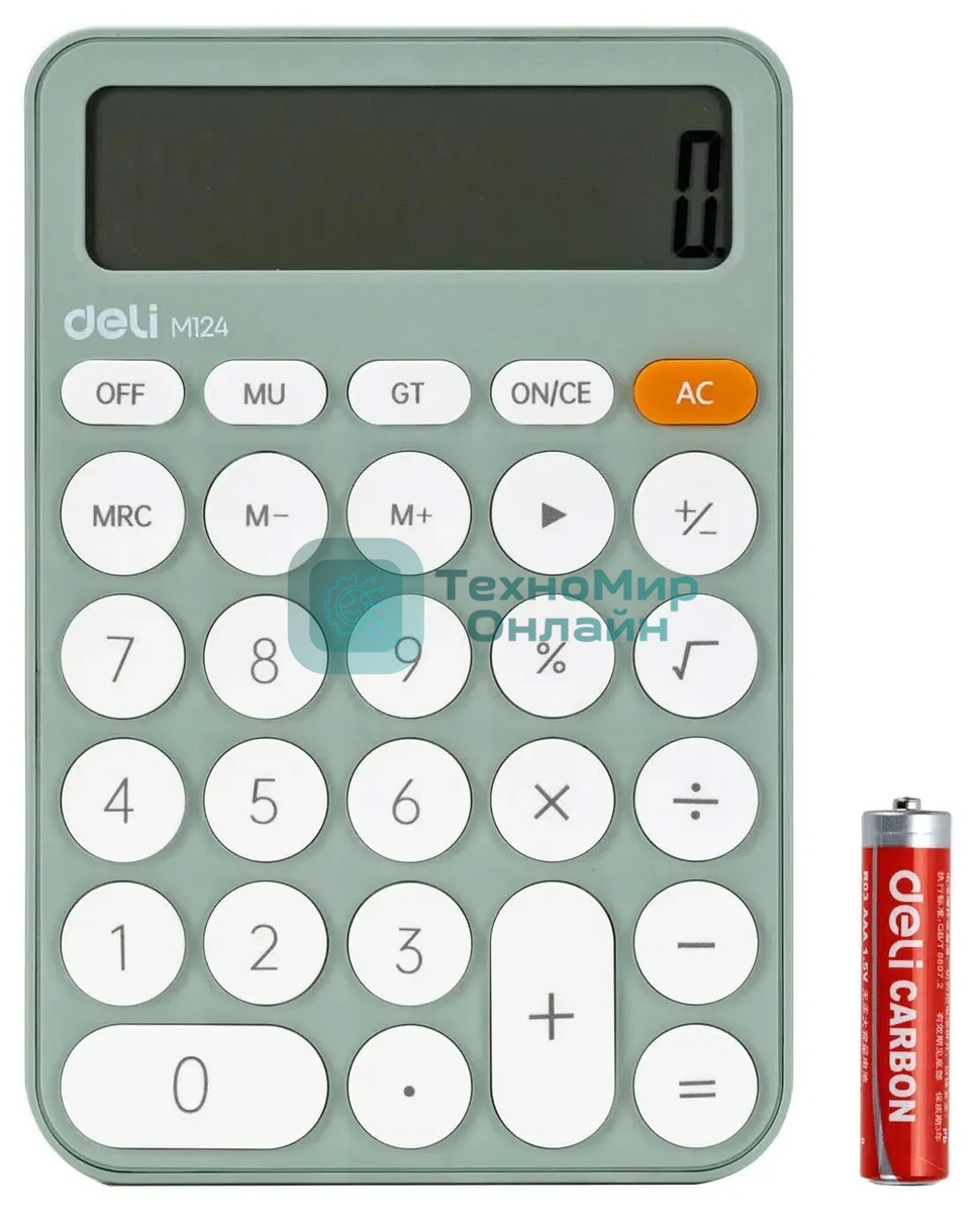 Калькулятор настольный Deli EM124GREEN зеленый 12-разр.
