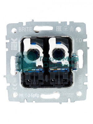Розетка компьютерная двойная IEK BRITE РК10-2-БрКр (BR-K20-1-K10) СП RJ45 кат.5E бежевый