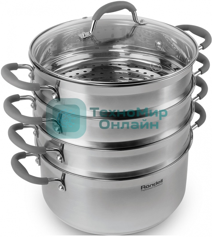 Пароварка Rondell RDS-1103 26 см. 3 перфорированных уровня (5,5 л - нижний ярус)