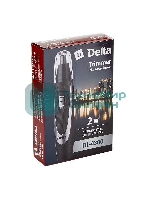 Триммер для носа, ушей и бровей Delta DL-4300 черный с серебристым