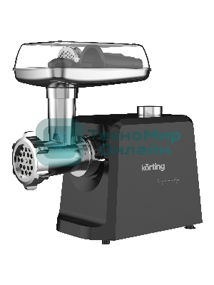Мясорубка электрическая KORTING KMG 0601 Infinity черный, 2500 Вт, 3.5 кг/мин, реверс, металлический лоток, насадки - 6
