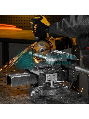 Тиски слесарные Denzel BVH-150 150 мм, поворотные, стальная направляющая, с наковальней