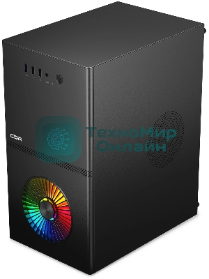Компьютерный корпус CBR mATX Minitower V867, без БП, 1хUSB 3.0, 2хUSB 2.0, HD Audio+Mic, Rainbow Fan, Black PCC-MATX-V867-WPSU