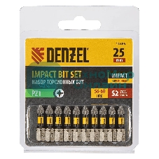 Набор бит торсионных Denzel PZ1x25 мм, лазерная обработка шлица, сталь S2, 10 шт.