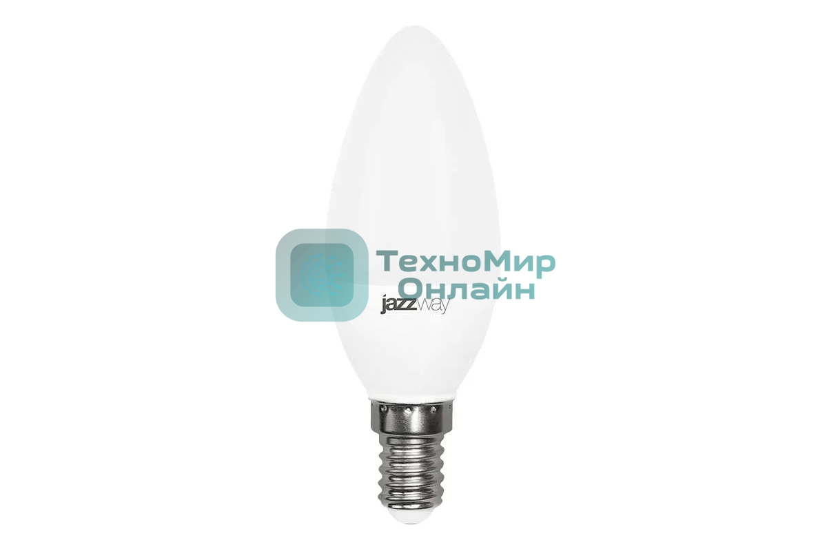 Лампа светодиодная JazzWay PLED-ECO-C37 5Вт свеча 3000К теплый белый E14 400лм 220-240В