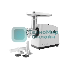 Мясорубка электрическая Galaxy GL 2411 белый, 1200 Вт, 1.3 кг/мин, реверс, защита от перегрузки, металлический лоток, насадки - 5