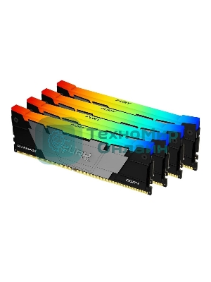 Оперативная память Kingston Fury Renegade, DDR4, 128Gb (4x32Gb), 3600MHz, CL18, DIMM, радиатор, RGB, черный/серебристый